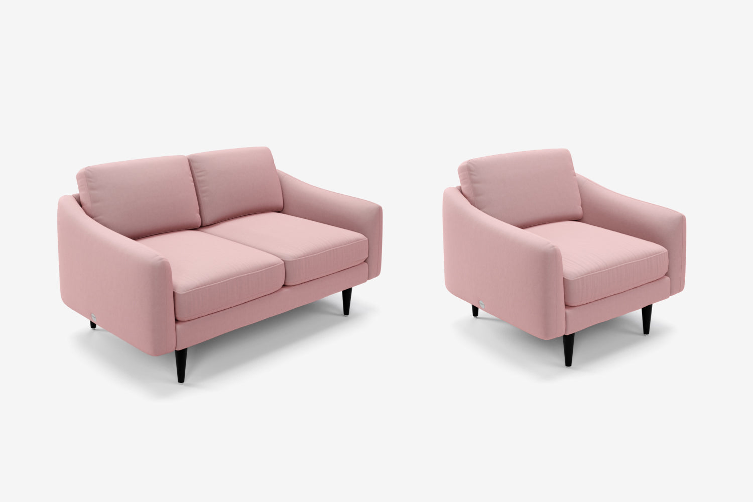 The Rebel - 2 Seater Sofa and Armchair Set - Blush