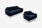 The Rebel - 3 Seater Sofa and 1.5 Seater Snuggler Set - Deep Blue