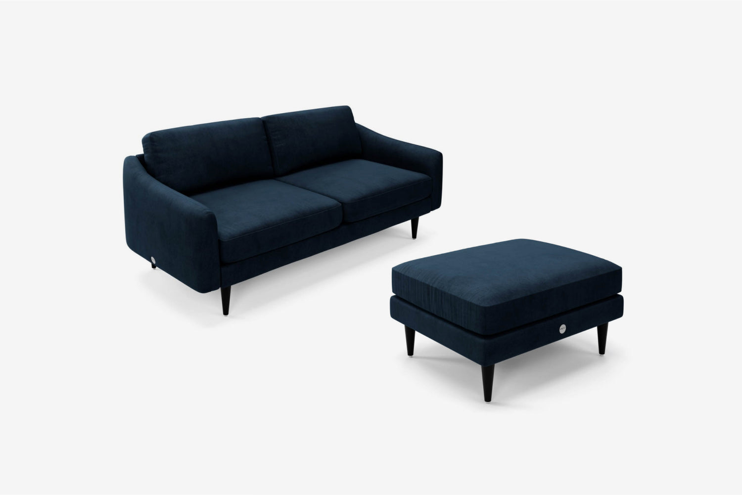 The Rebel - 3 Seater Sofa and Footstool Set - Deep Blue