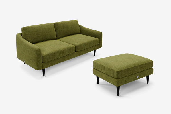 The Rebel - 3 Seater Sofa and Footstool Set - Moss