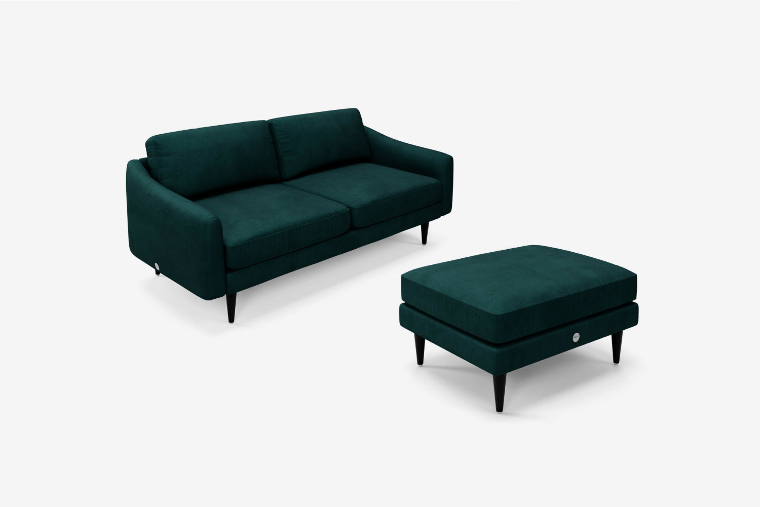 The Rebel - 3 Seater Sofa and Footstool Set - Pine Green