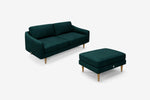 The Rebel - 3 Seater Sofa and Footstool Set - Pine Green