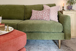 The Rebel 3 seater sofa in miss with brown legs lifestyle 