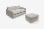 The Small Biggie - 3 Seater Sofa and Footstool Set - Fuzzy White Boucle