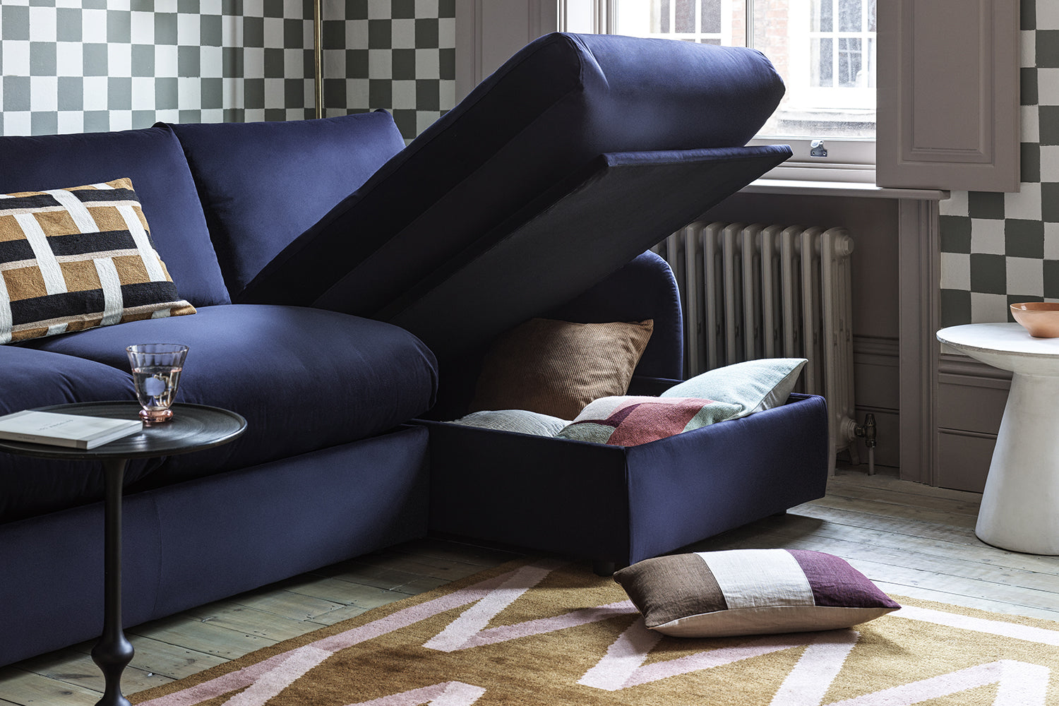 The Small Biggie - Chaise Corner Sofa - Deep Blue