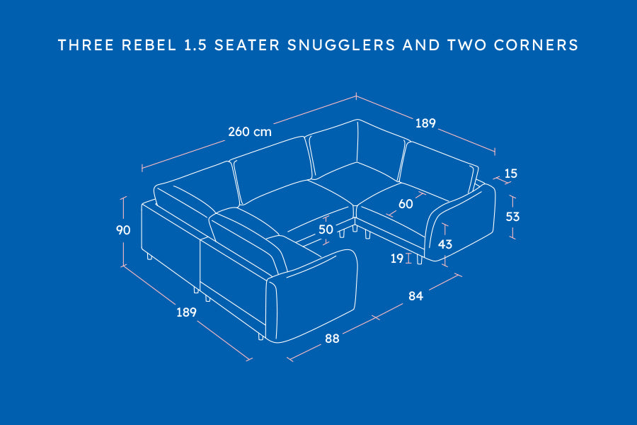 The Rebel Medium Corner Sofa Mid Grey