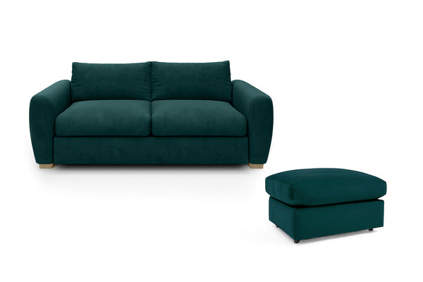 The Cloud Sundae - 3 Seater Sofa and Footstool Set - Pine Green