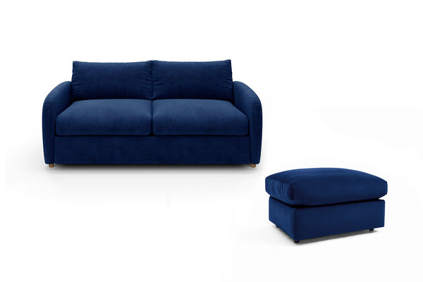 The Small Biggie - 3 Seater Sofa and Footstool Set - Midnight Blue