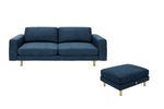 The Big Chill - 3 Seater Sofa and Footstool Set - Blue Steel