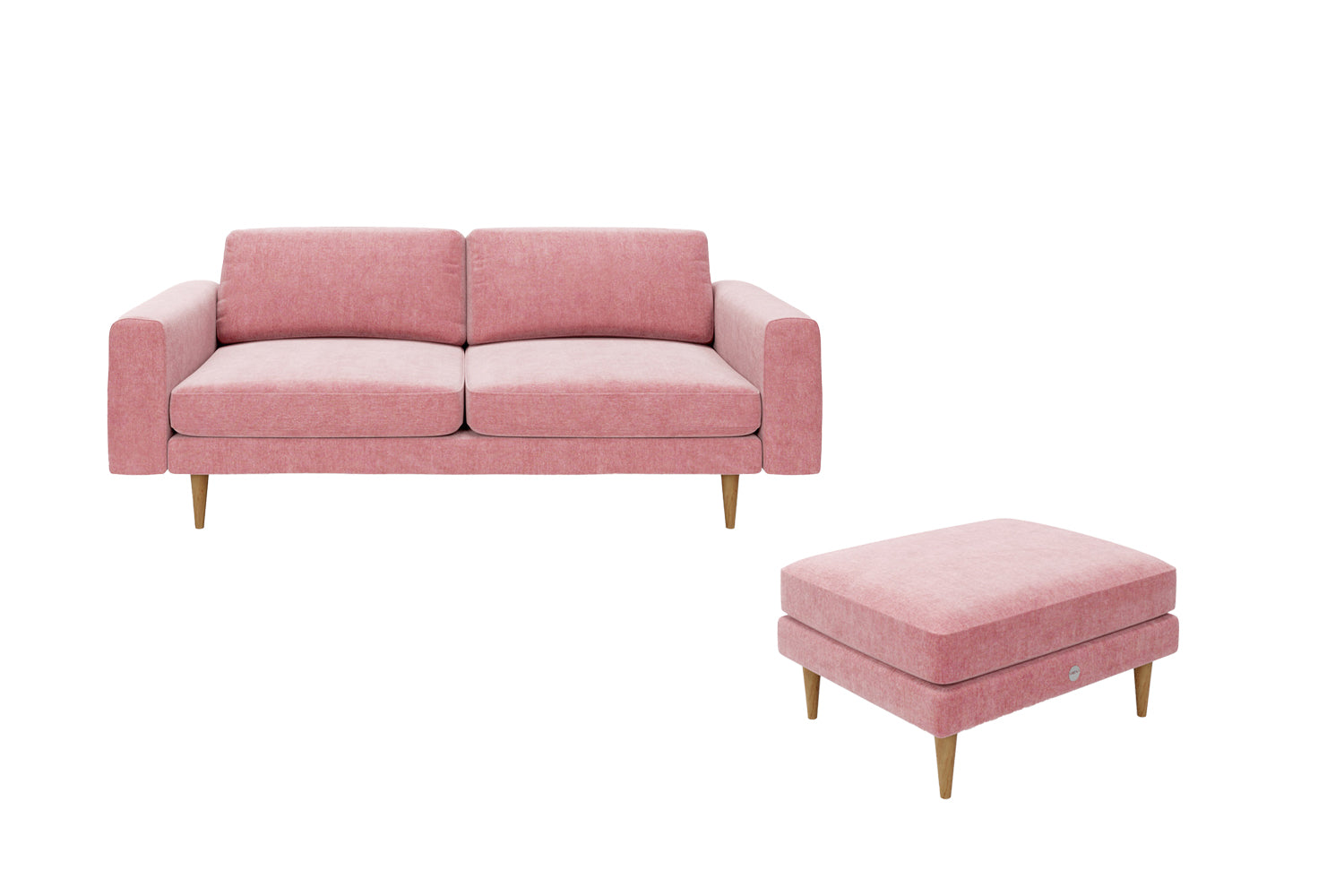The Big Chill - 3 Seater Sofa and Footstool Set - Blush Coral