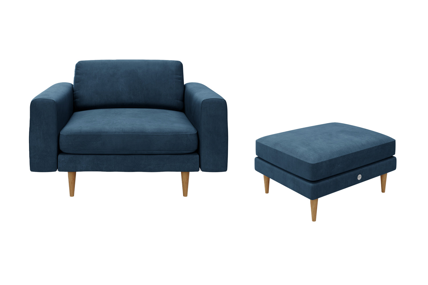 The Big Chill - 1.5 Seater Snuggler and Footstool Set - Blue Steel