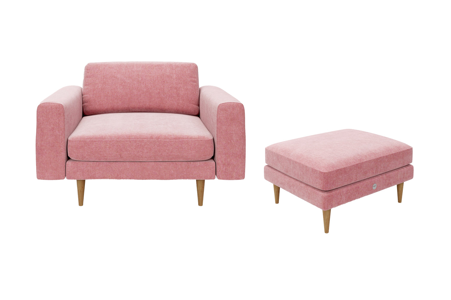 The Big Chill - 1.5 Seater Snuggler and Footstool Set - Blush Coral