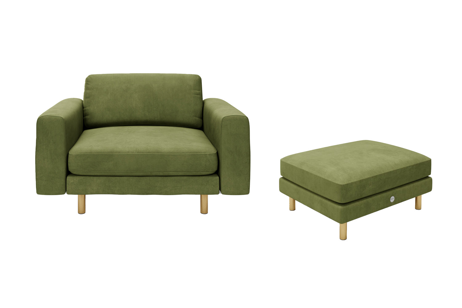 The Big Chill - 1.5 Seater Snuggler and Footstool Set - Olive