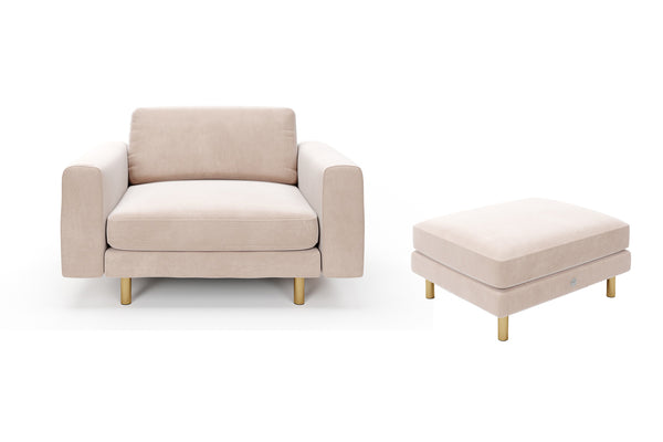 The Big Chill - 1.5 Seater Snuggler and Footstool Set - Taupe
