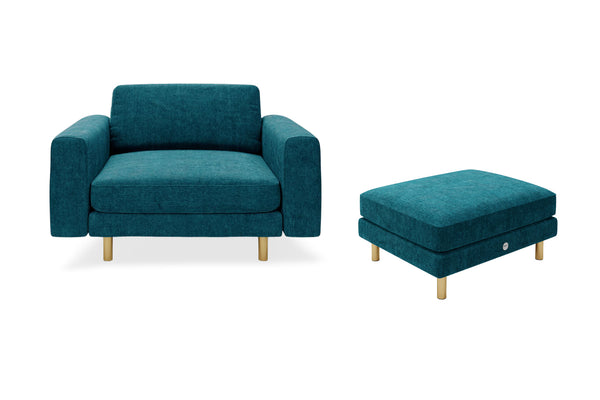 The Big Chill - 1.5 Seater Snuggler and Footstool Set - Teal