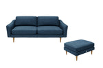 The Rebel - 3 Seater Sofa and Footstool Set - Blue Steel