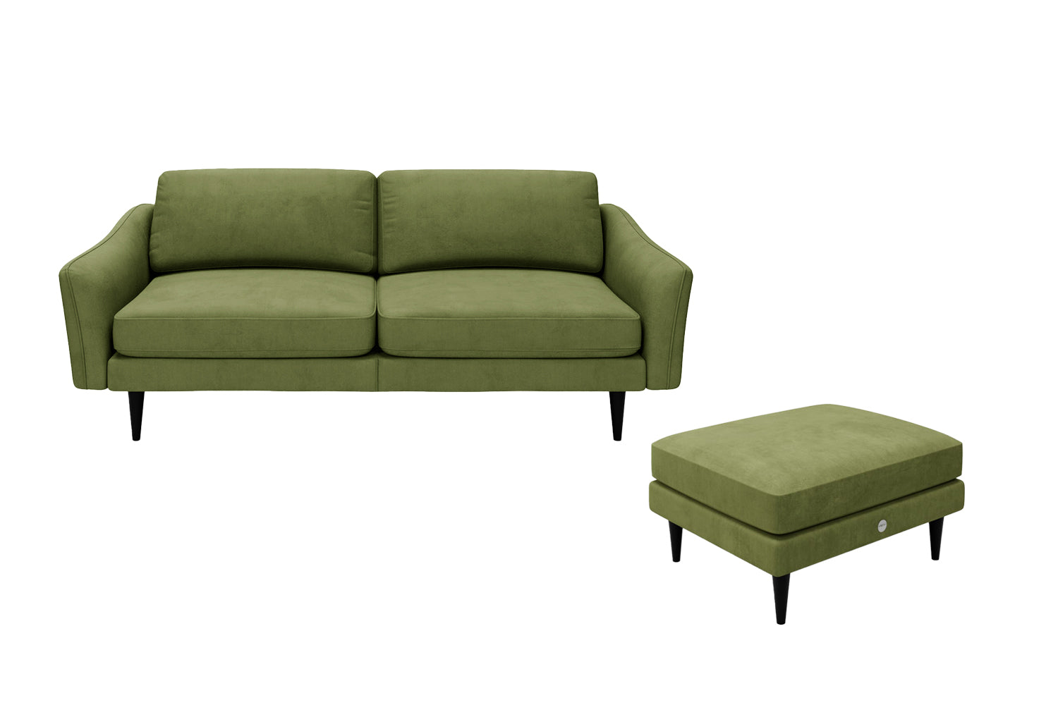 The Rebel - 3 Seater Sofa and Footstool Set - Olive