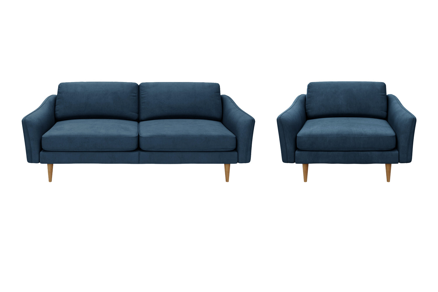 The Rebel - 3 Seater Sofa and 1.5 Seater Snuggler Set - Blue Steel