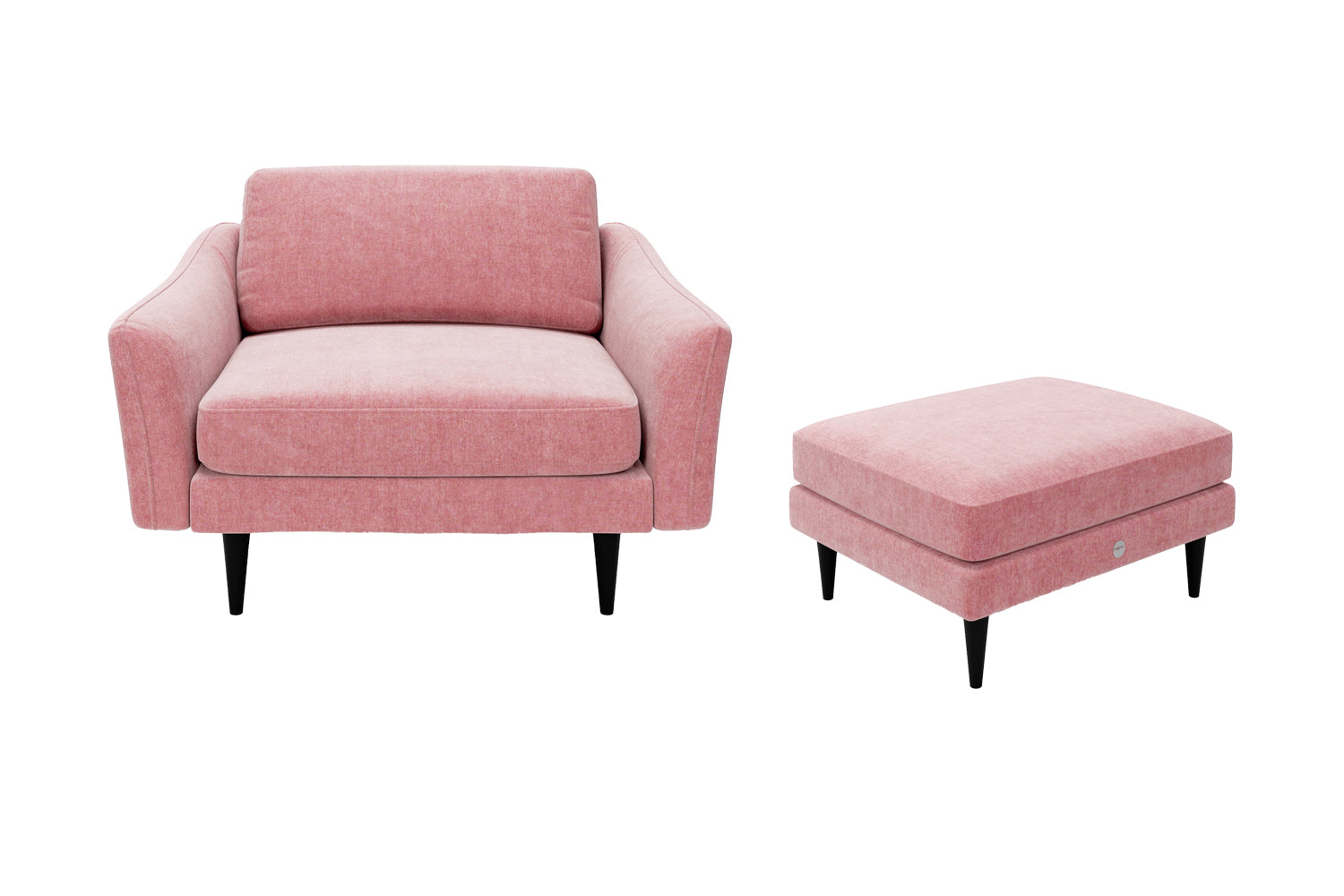 The Rebel - 1.5 Seater Snuggler and Footstool Set - Blush Coral