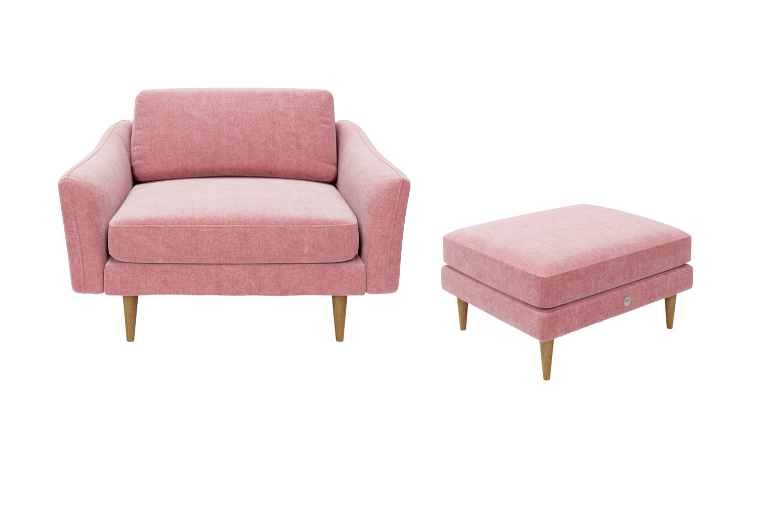 The Rebel - 1.5 Seater Snuggler and Footstool Set - Blush Coral