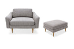 The Rebel - 1.5 Seater Snuggler and Footstool Set - Mid Grey