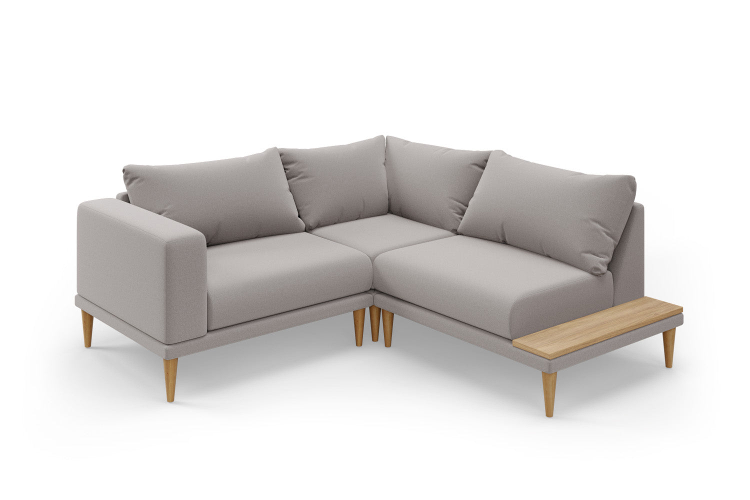 SNUG | The Maverick Corner Sofa Small with 1 x Arm & 1 x Side Table in Ash Grey