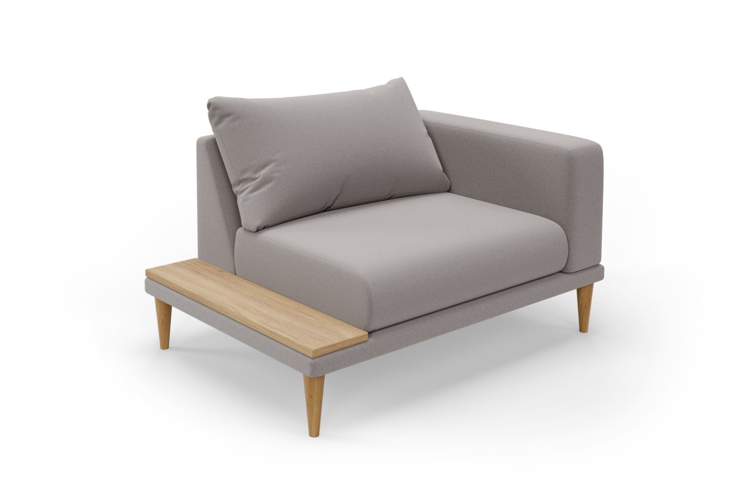 SNUG | The Maverick 1.5 Seater Snuggler with 1 x Arm & 1 x Side Table in Ash Grey