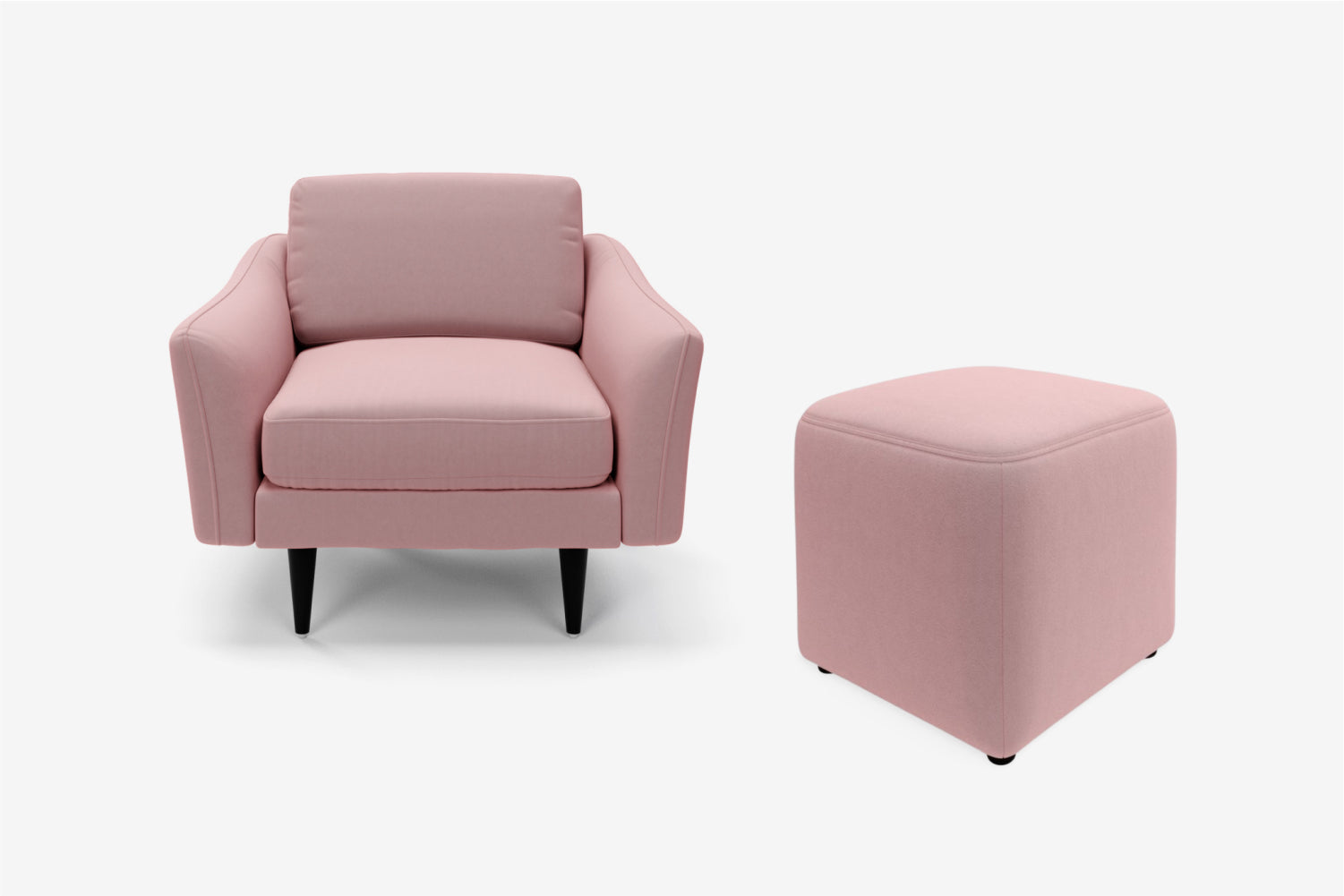 The Rebel - 1 Seater Armchair and Accent Stool Set - Blush