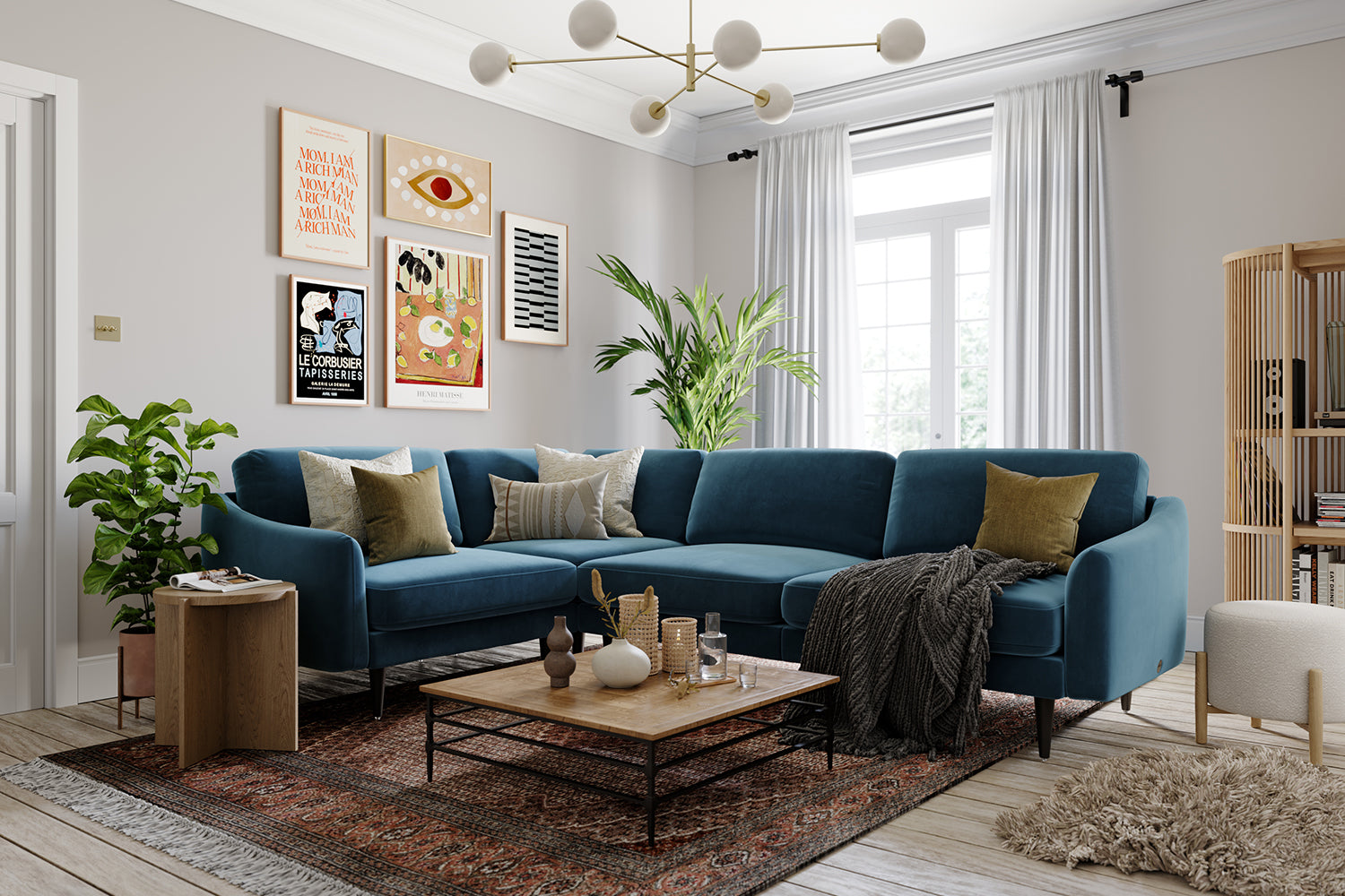 The Rebel - Medium Corner Sofa - Blue Steel